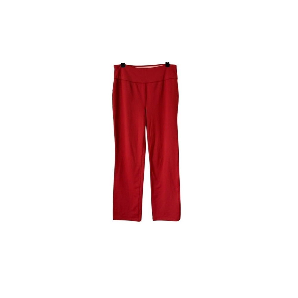 Lands' End Women's Pull On Rust Orange Athletic Pants Straight Leg Stretch MT